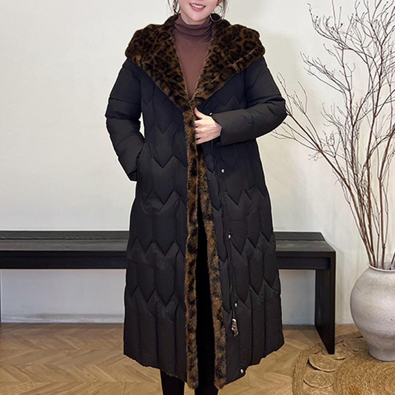 Plus Size L-7XL Fashion Winter Jackets Woman Long Parkas Hooded Faux Fur Collar Loose Thick Warm Overcoat Casual Women's Coats With Belt