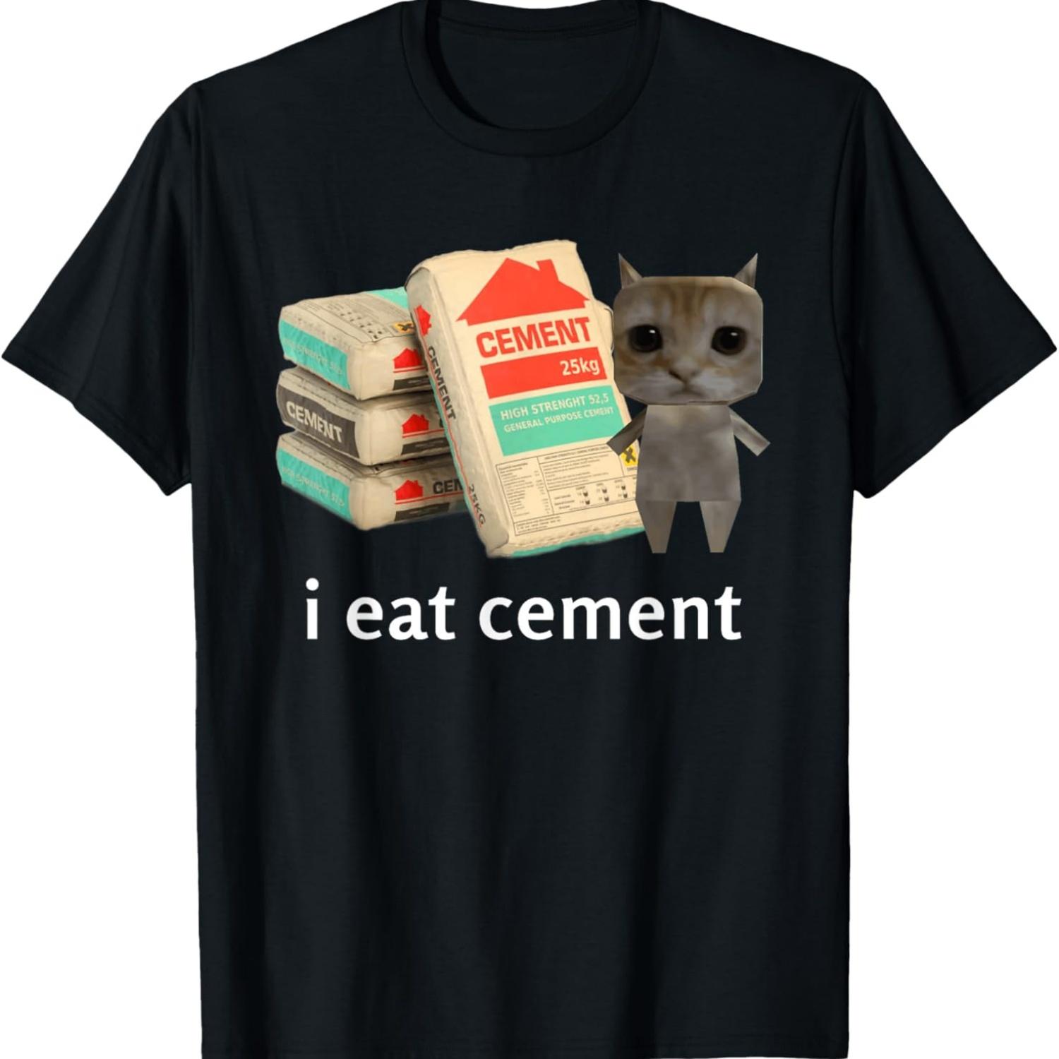 I Eat Cement Cat Shirt Kids Funny Dank Cat Meme T-Shirt(3) S