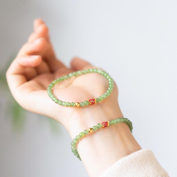 2024 Chinese Style Hetian Koi Bracelet for Men & Women - Natural, Versatile, Good Luck Accessory