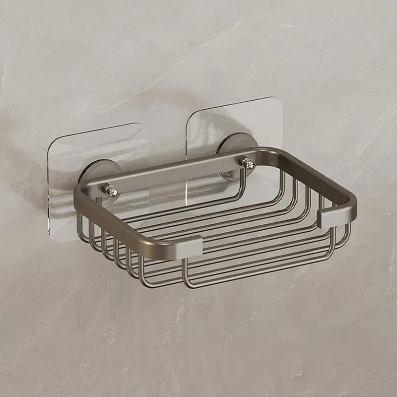 Aluminum Alloy Soap Holder Bathroom Soap Dish With Drain Water Wall Mounted Soap Box Bathroom Accessories
