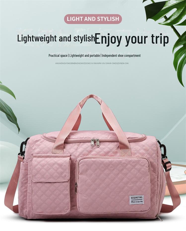 Resväska för utlandsresor: Rymlig, Lättviktig, Torr/Våt Separation, Skofack, Diamantrutigt Design.