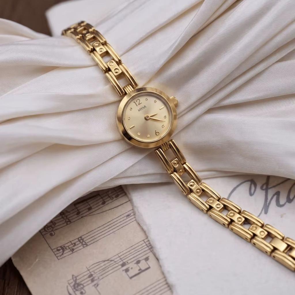 Vintage Gold Plated Bracelet Ladies Watch Light Luxury Minimalist Classic Fashion Wrist Jewelry for Party Occasions