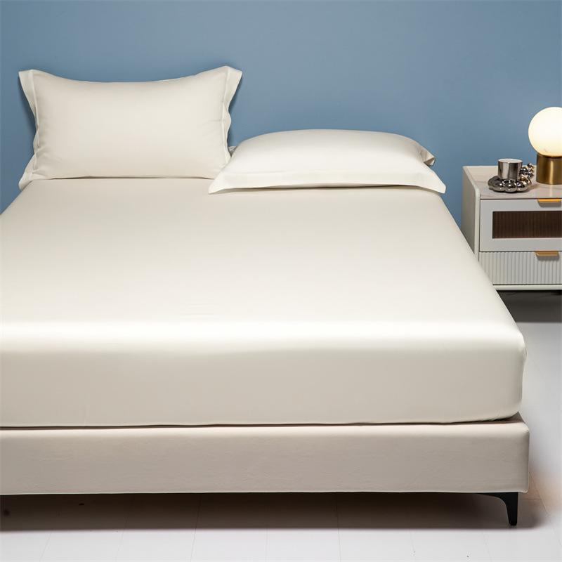 Four Seasons Tencel Fitted Sheet: Breathable, Cooling Nude Mattress Protector for Single/Double Beds.