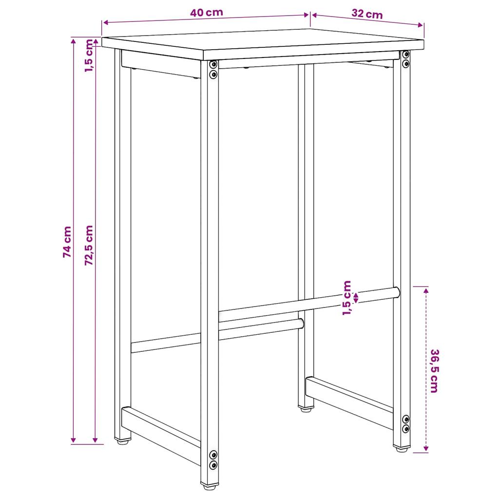 Bar Stool Sonoma Grey 40 X 32 X 74 Cm Engineered Wood