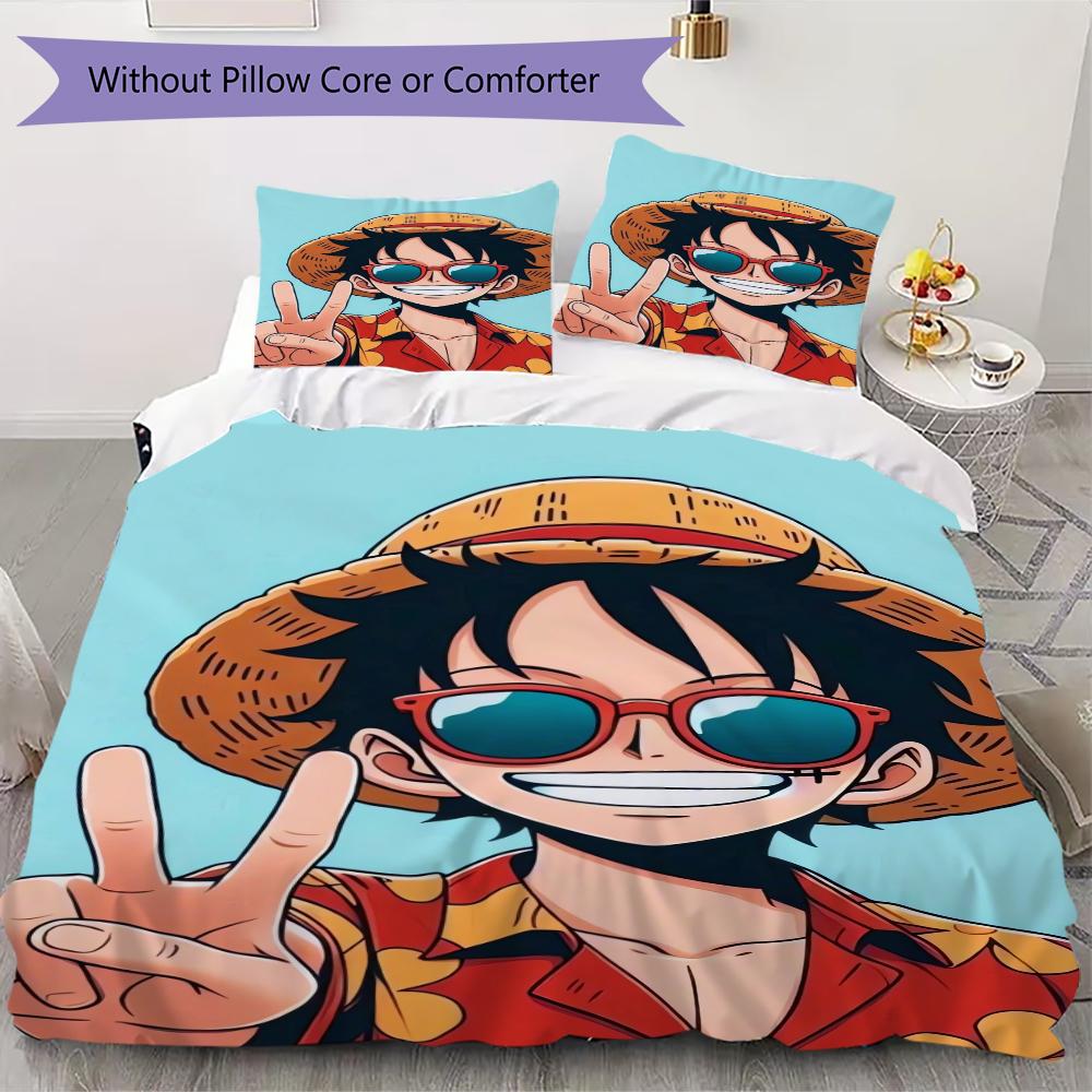 

One Piece Pattern Bedding uilt Set uilt Cover Pillowcase Home Decoration Birthday Gift (1 * duvet cover + 2 * pillowcase without core) 135x200cm