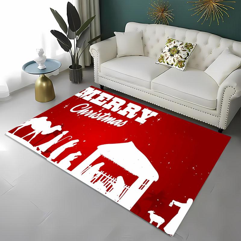 3D tištěný vánoční koberec s koněm pro domov, obývací pokoj, dětskou ložnici, pohovku, rohožka, kuchyňský podlahový koberec, protiskluzová dekorační podložka, teplý dárek