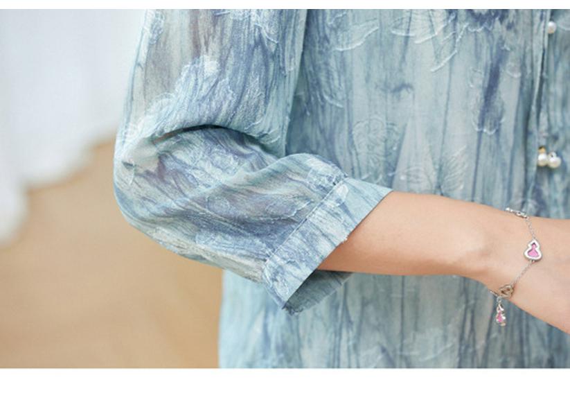 Elegant Chiffon Blouse for Middle-Aged & Elderly Women - Spring/Summer Three-Quarter Sleeve Top