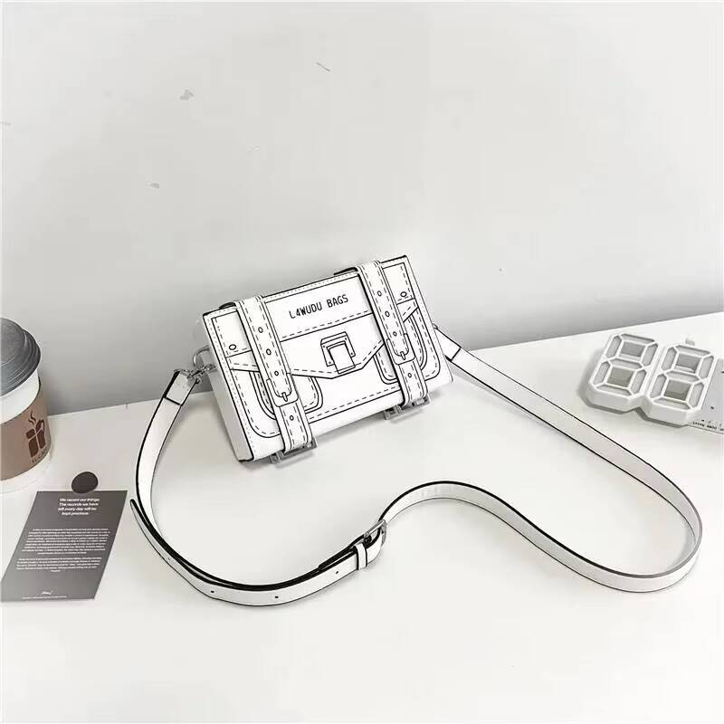 New Box Style Small Square Crossbody Bag Women Casual Purses Mini Fashion Clutch Bag 2D Cartoon Shoulder Bags Unique Trend Packs