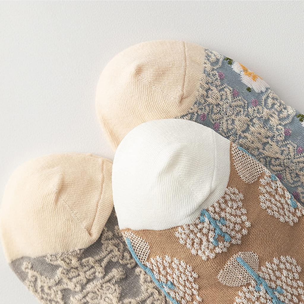 and Cute Floral Embroidered Cold Sizes Z2 Women's Socks, Spring, Autumn, Winter, 6-Pair Set, Cotton, Mid-Weight Socks, Breathable, Warm,