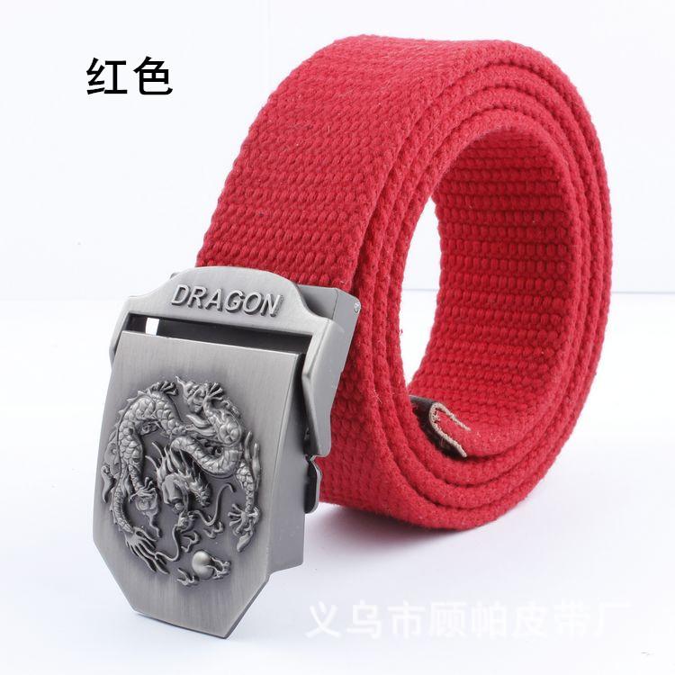 

Чоловічий потовщений тканий повсякденний ремінь із автоматичною пряжкою Dragon Alloy Повсякденний ремінь Trend червоний
