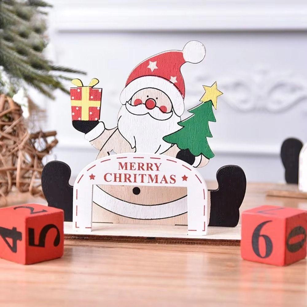 Cartoon Christmas Advent Calendar Creative Wooden Christmas Calendar  Desktop Ornaments