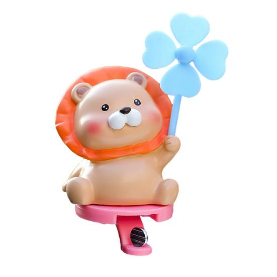 Cartoon Windmill Car Decoration with Soft Doll Cute Rotary Ornament for Dashboard Handlebar & Vent Solar/Manual Spin Fun Summer Gift for Car Bike