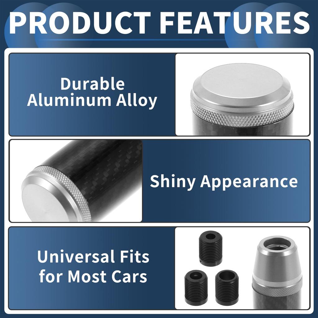 INFINAUTO Matte Frost Shift Universal Gear Shift Knob for Automatic and Manual Aluminum Alloy Silver Tone with 3 1 Set Knob, 9.5cm Cars, Adapters,