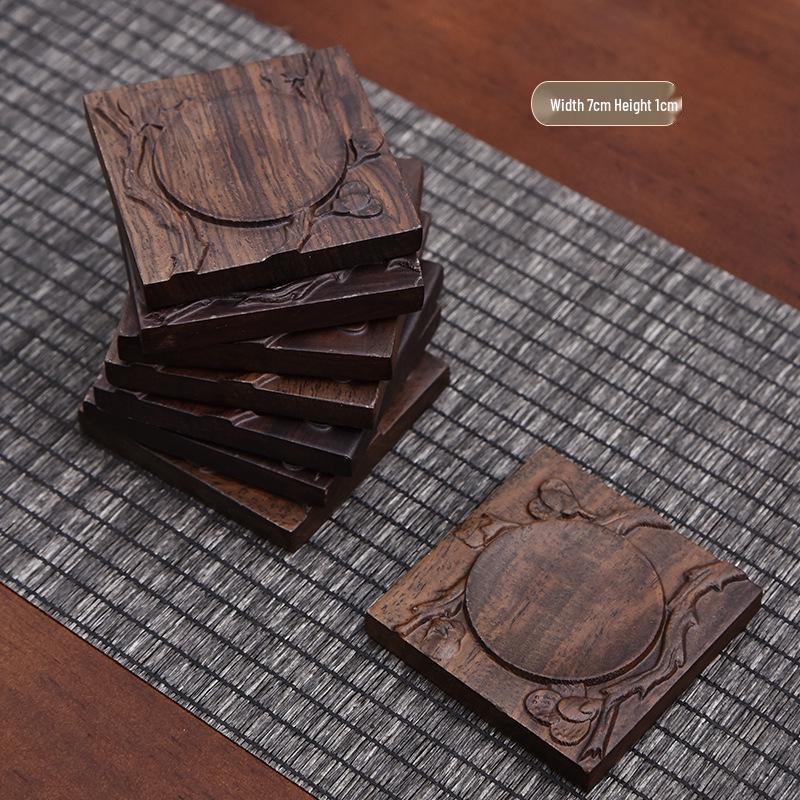 Ebony Solid Wood Tea Coaster Set - Tea Ceremony Accessories for Home or Office