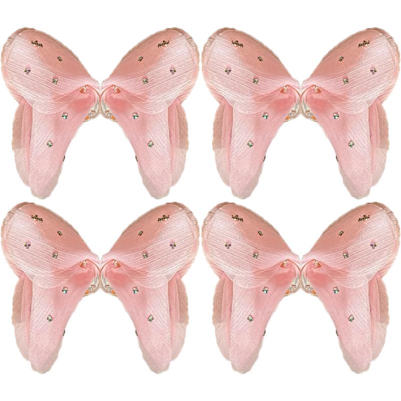 Snow Mist Butterfly Bright Tulle Butterfly Hair Clips Women's French Neck Shark Clip Hair Accessories