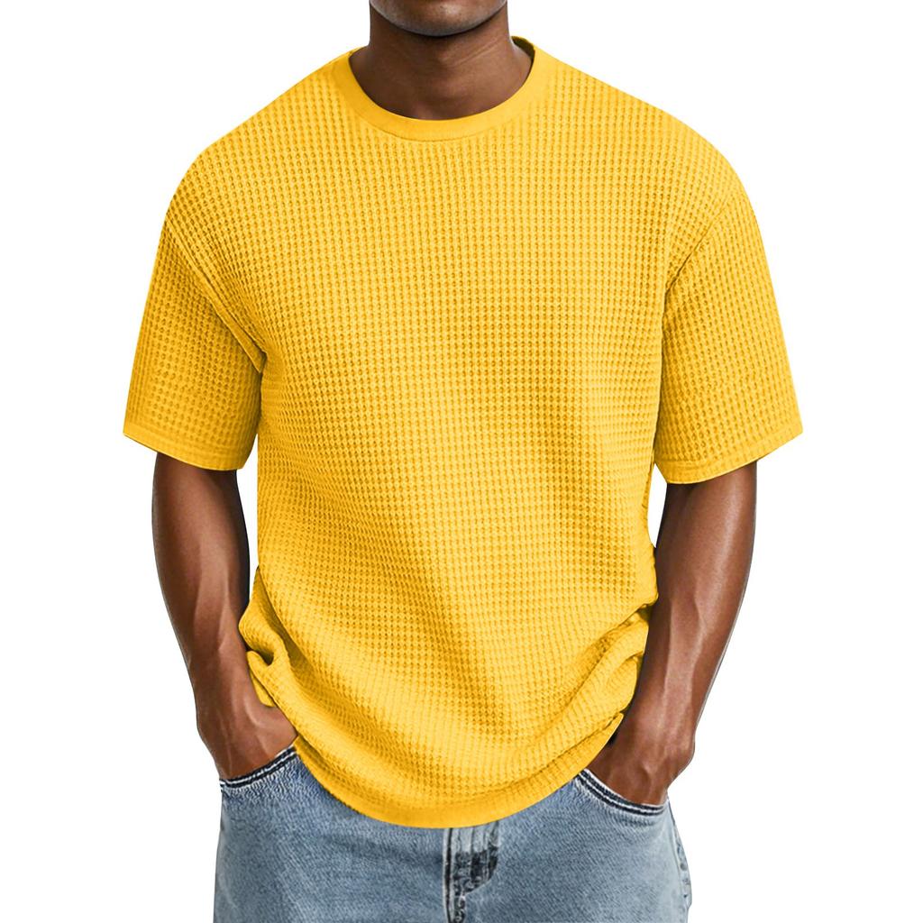 Camiseta Informal de Color de Moda para Hombre con Cuello Redondo y Manga Corta
