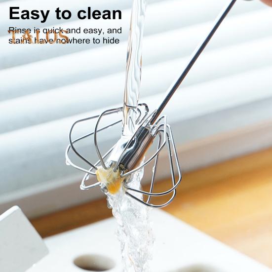 Stainless Steel Semi-Automatic Egg Beater Whisk Non-Stick Hand Push Mixer Tool for Cooking Kitchen Home Manual Rotating Egg Shaker Blender