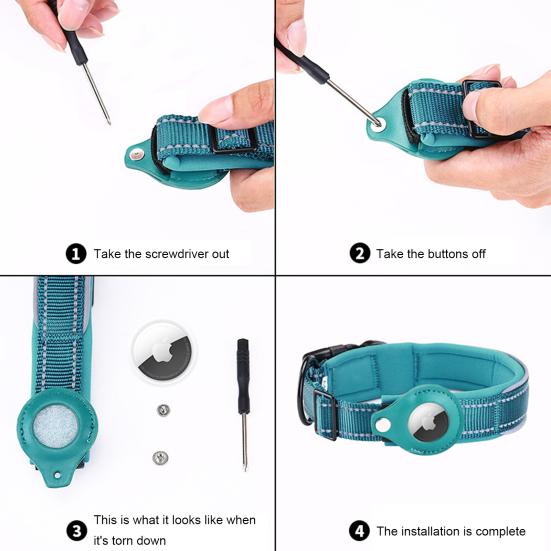 Cat Collar Adjustable High Toughness Nylon Pet Collar Anti-lost Device Protective Case for Airtag