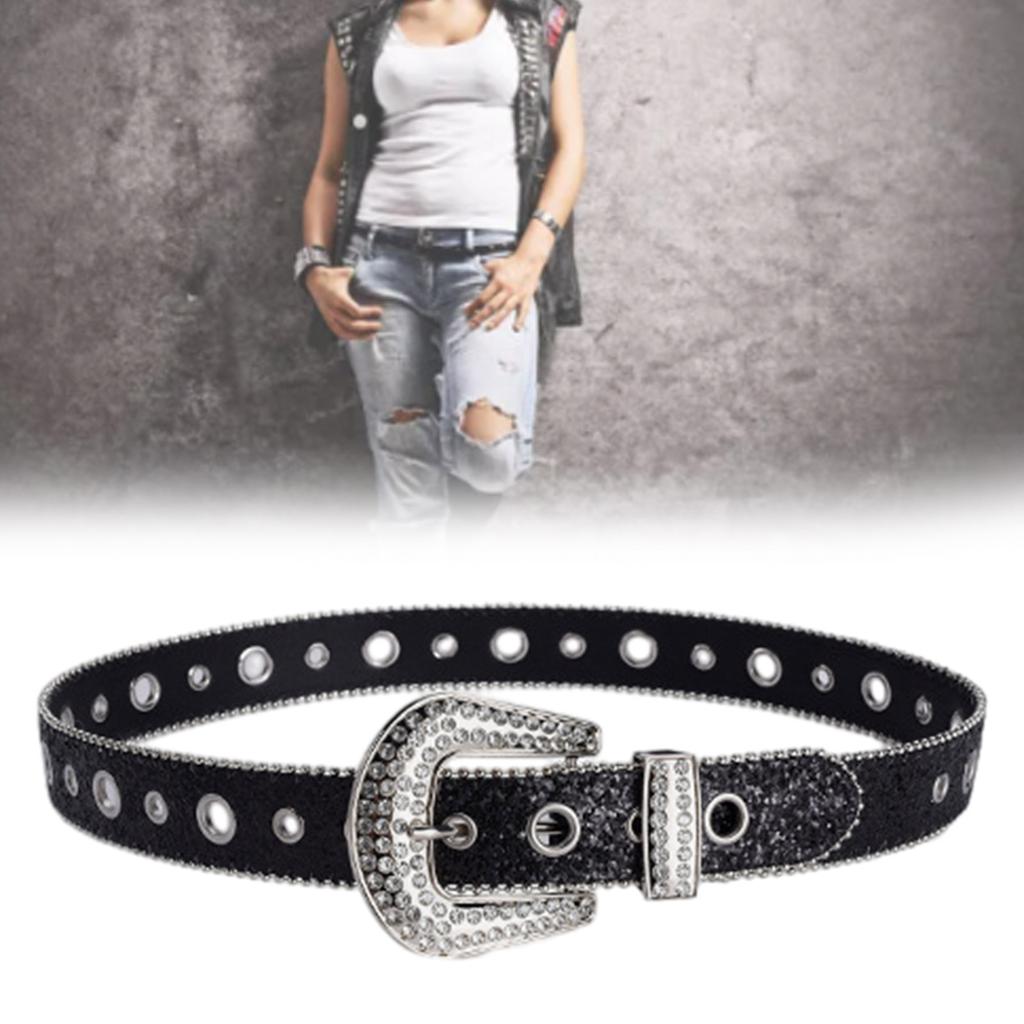 Adjustable Rhinestone Waist Belts for Jeans Glitter Belt for Woman Cowboy Cowgirl Teens Female Jeans Skirt Waistband