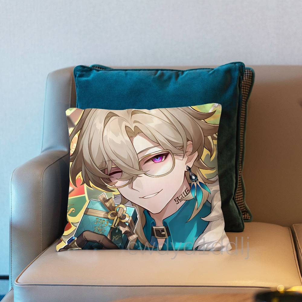Aventurine HHonkai Star Rail HSR Cushion Cover Pillow Cover Decor Pillowcase Printed Cushion Case For Couch