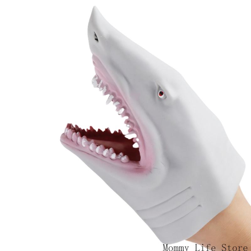 Cartoon Shark Vinyls Toy Hand Puppet With Open Mouth Flexible Jaw Creative Stuffed Animal For Children