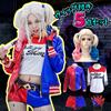Harley Quinn Cosplay Costume with Wig Version x Black Red x Harley Quinn Suicide Squad Style Halloween Costume for Women Version x [milky time] -