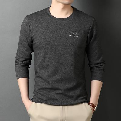 Herren Rundhals Frühling Neues Langarm T-Shirt für junge und mittlere Menschen Dünne Baumwolloberteile Herren Lässiger Pullover Rundhals