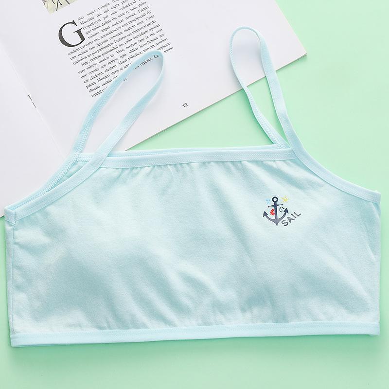 Pinduoduo Girls' Pure Cotton Cartoon Vest Bra - Anti-Protrusion Underwear for Elementary School Students