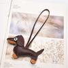 Dog Keychain Pendant Pu Leather Cartoon Pet Bag Charm For Keys And Phones