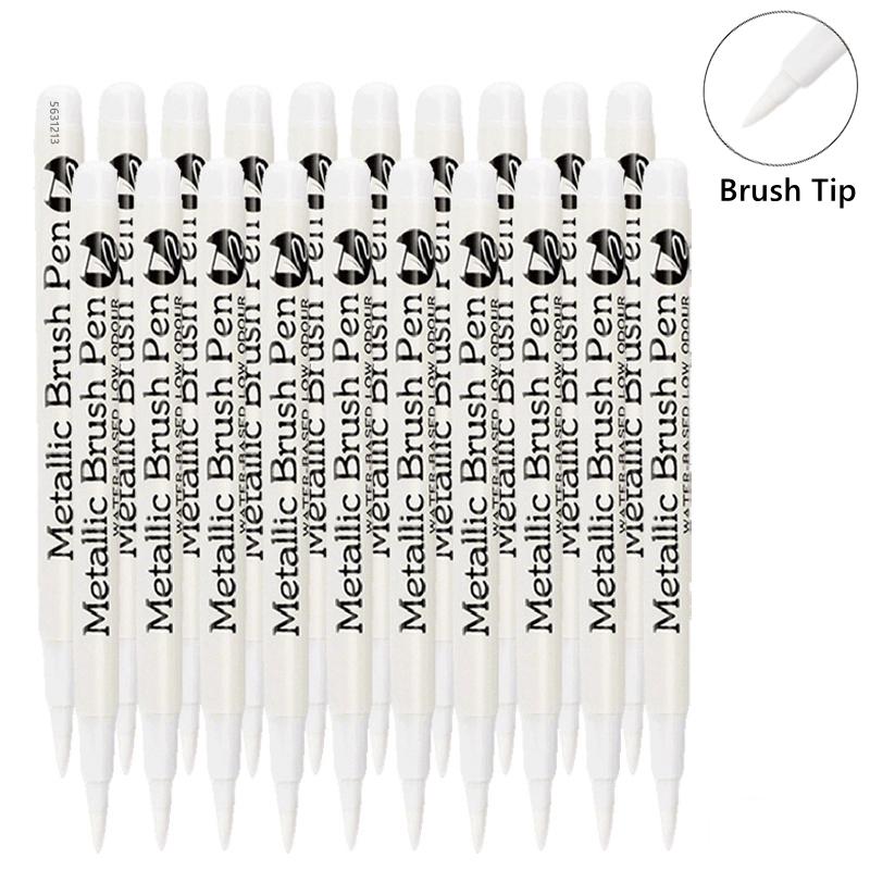 1/10/50Pcs Art Writing Gold Silver White Metallic Paint Pen Set Brush Tip Marker Pen Acrylic Paint Markers Stationery Supplies