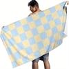 Large Checkerboard Beach Towel, Blue Yellow Plaid Design, Quick Dry Microfiber, Sand Free, Perfect for Pool, Travel, Summer