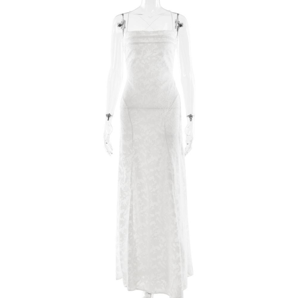 European and American style spring and autumn spring and autumn new women's clothing sexy suspender chiffon temperament backless evening dress dress