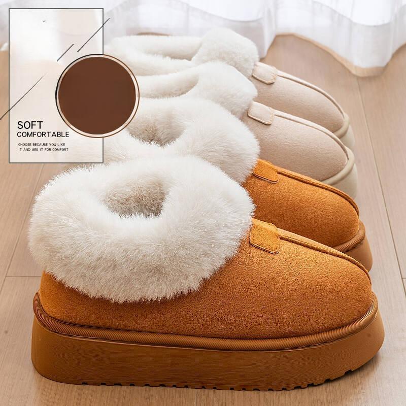 Cotton Slipper Bags and Indoor Home Thick-soled Warm Fleece Shoes Are Worn Outside