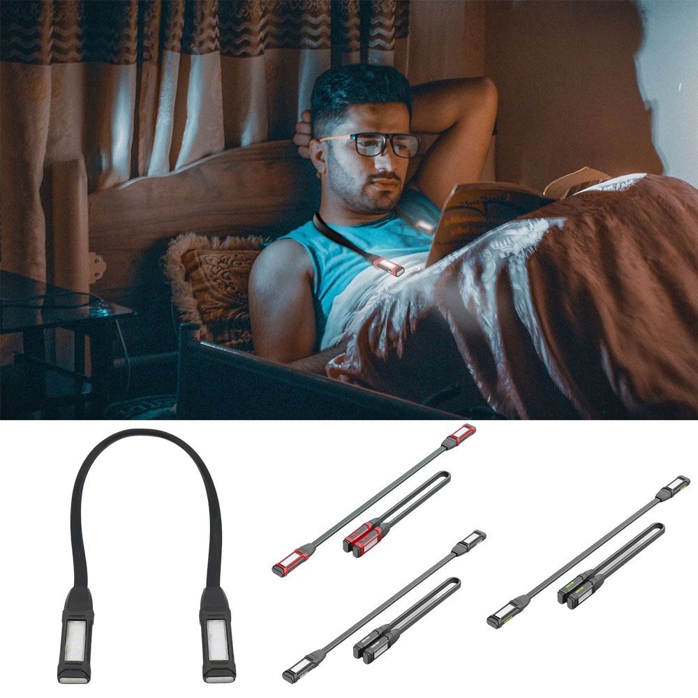 Flexible Design Neck Light LED Lighting Rechargeable Battery Crochet Light Folding Design Hanging Function Book Light