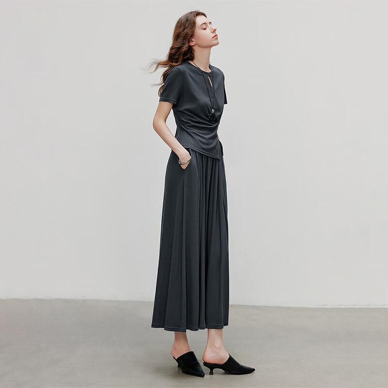 Chuyu Viscose Knot T-Shirt and Skirt Two-Piece Set