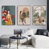 Boho Girl Wall Art Posters Tropical Leaves Abstract Canvas Painting and Prints Pictures for Living Room Home Decor No Frame