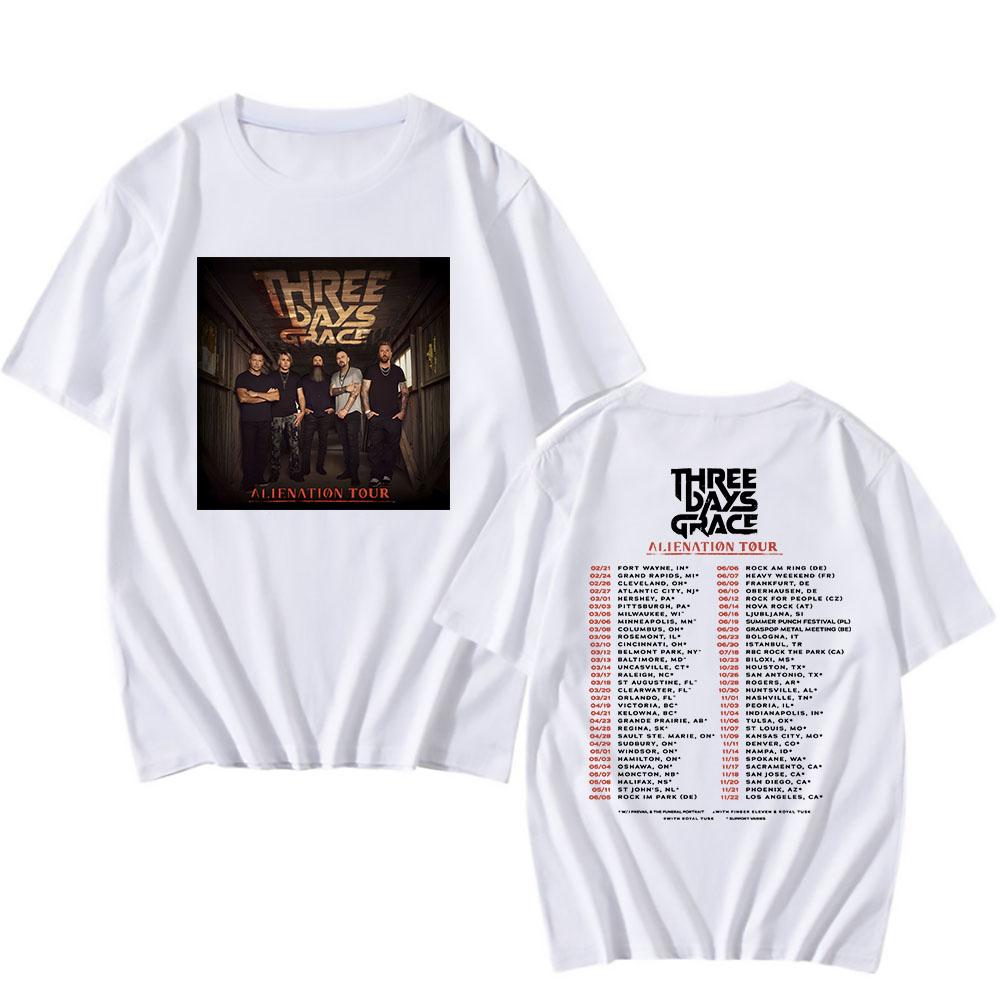 Three Days Grace Alienation Tour 2026 T-shirt Unisex Streetwear Rock Band Heavy Mental Tshirts Cotton Short Sleeve Male T Shirts