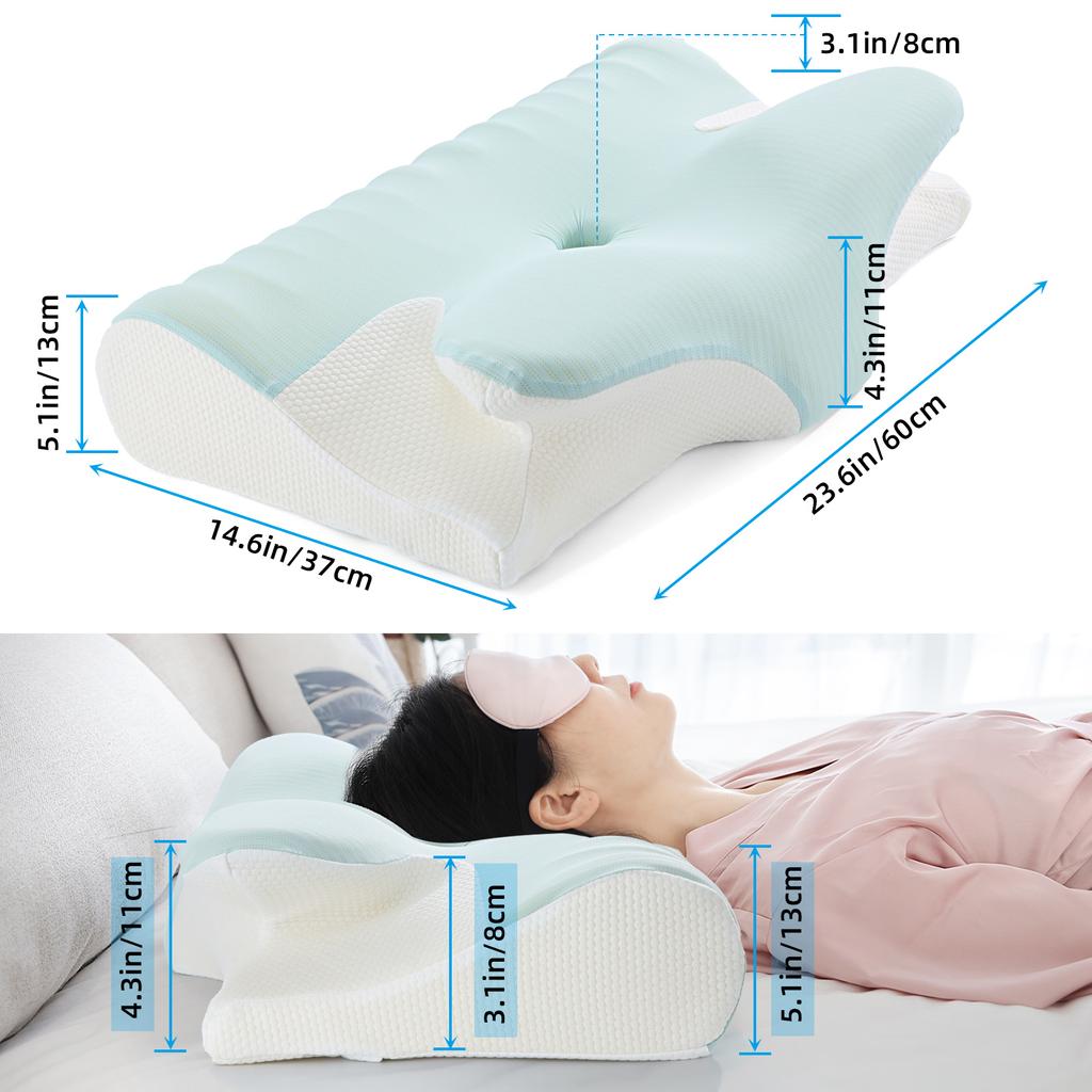Memory Foam Pillow Sleeping Bed Orthopedic Slow Rebound Butterfly Shaped Pillow for Neck Pain Soft Relax Cervical Neck Stretcher
