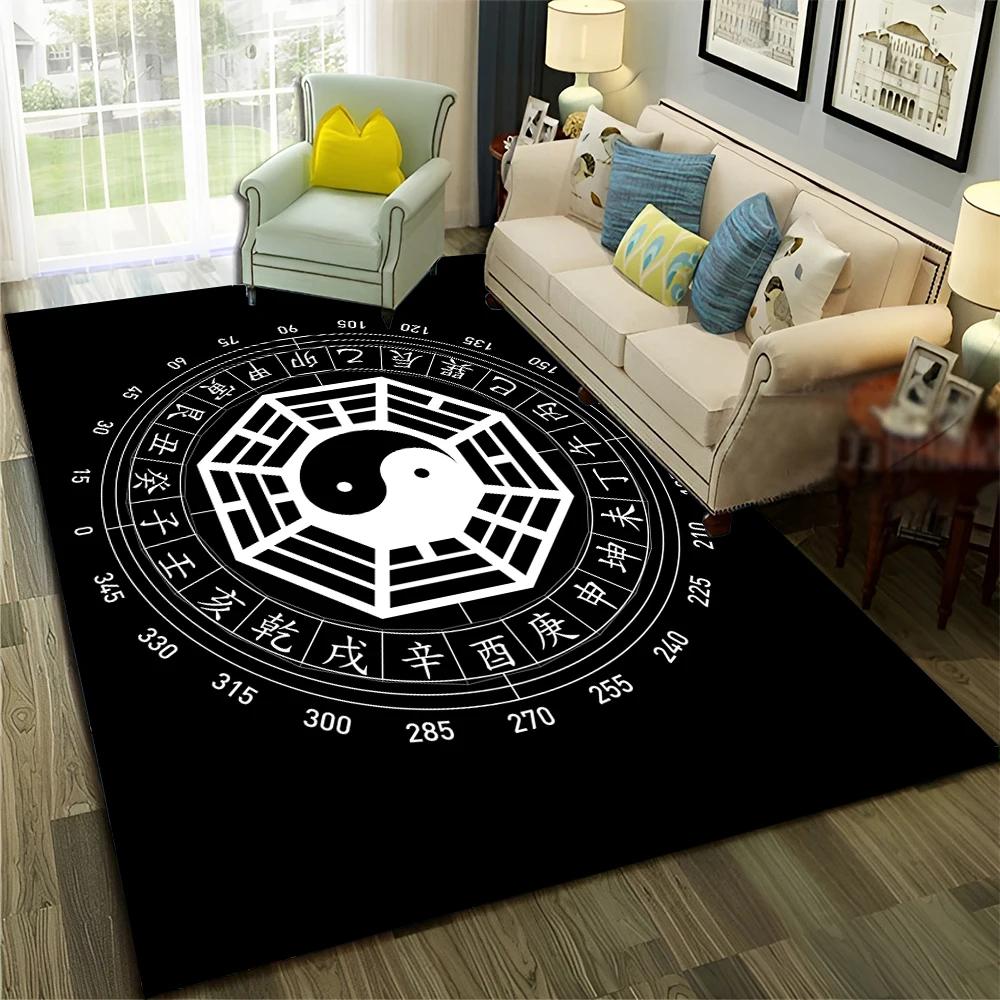 Čínský 3D koberec Tai Chi Bagua Yin Yang pro domov, obývací pokoj, ložnici, pohovku, rohožka, dekorace, dětský koberec, protiskluzová podložka na podlahu