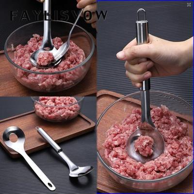 Stainless Steel Anti Stick Meatball Scoop Fall Resistant Portable Hollow Smooth Maker Spoon