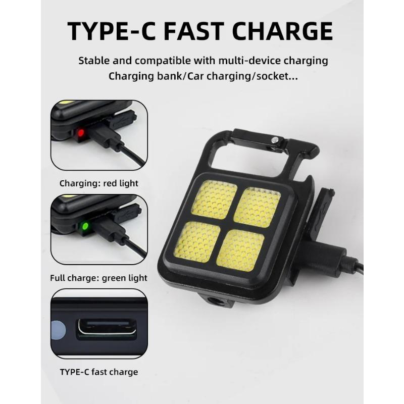 Mini LED Flashlight Magnetic COB Outdoor Camping Pocket Work Light  USB Rechargeable Emergency Light