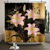 Flower Theme Bathroom Shower Curtain Fresh Sunflowers Roses Lilies Decoration Waterproof Bathroom Polyester Curtain With Hooks