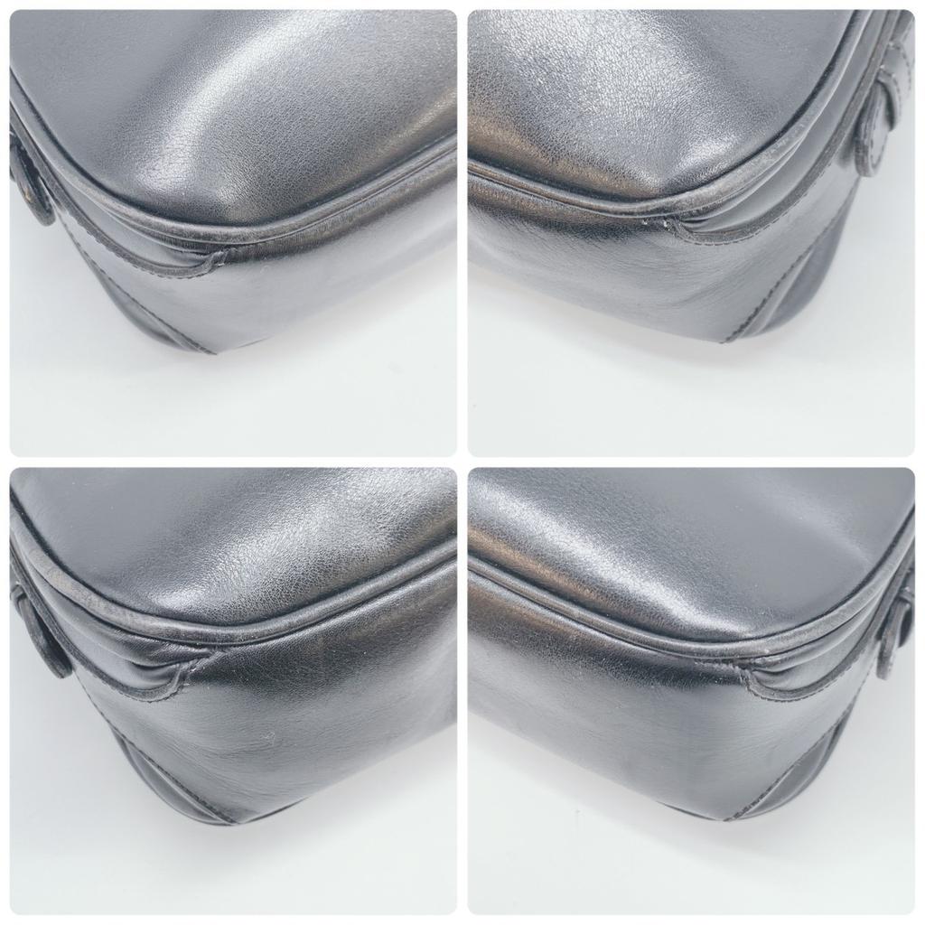 CELINE Vintage Macadam Triomphe Gold Hardware Flap One Semi Shoulder Bag Leather Black Women's Men's Unisex