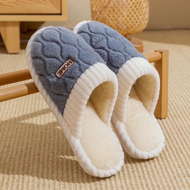 Cotton Slippers for Women In Winter, Suitable for Home Use In Spring and Autumn, Warm and Non Slip Indoors, with Plush Fur for Men
