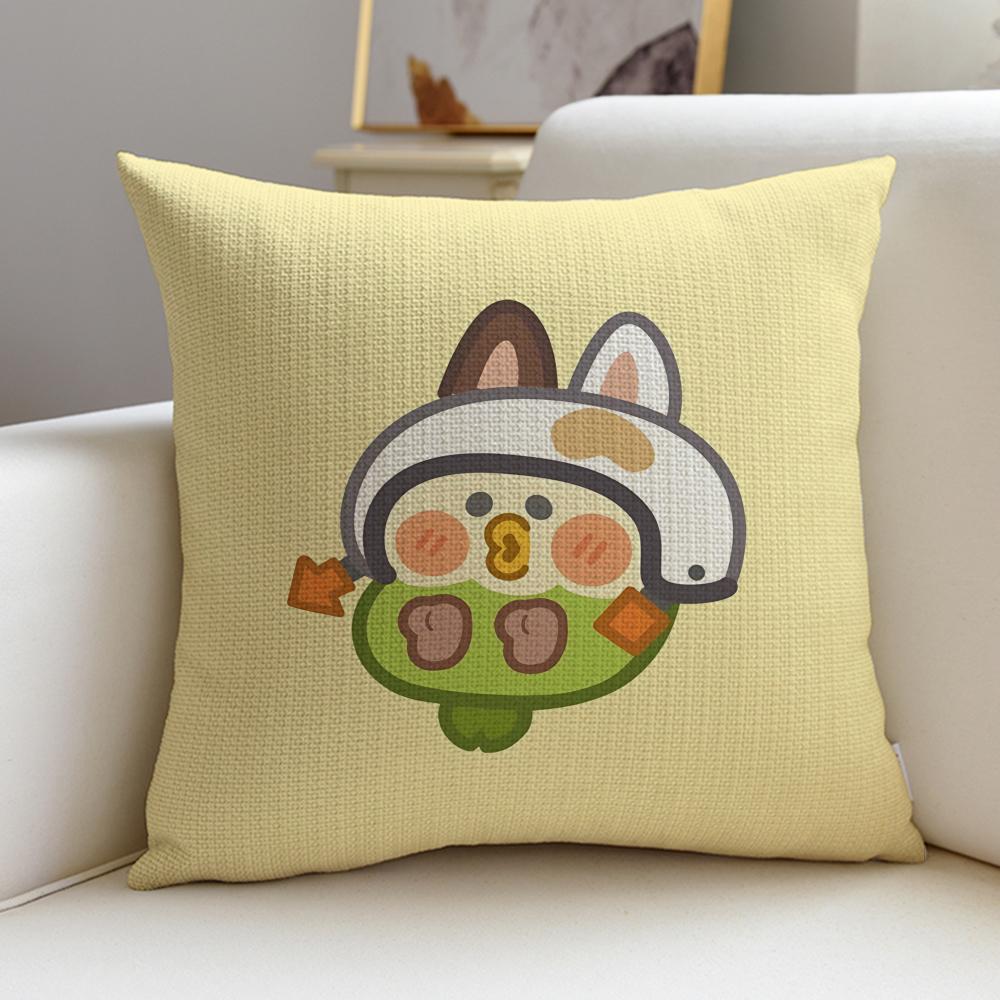 Cute LLittle Parrot BebeS Cushion Cover Breathable and skinfriendly linen pillowcase square removable and washable cushion