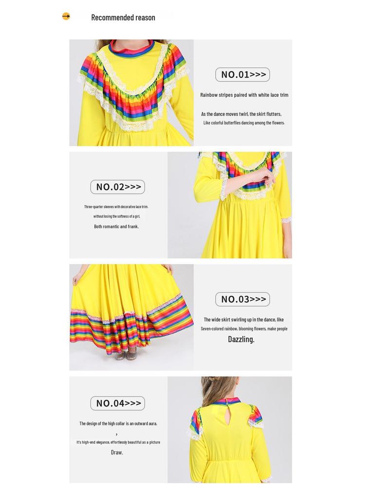 Traditional Mexican Girl's Maxi Dress - Ethnic Dance Costume & Party Outfit