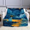 "Night Lighthouse and Sailing Ship Scene" Patterned Flannel Blanket Perfect for the Bedroom Living Room, Sofa, or a Little Nap