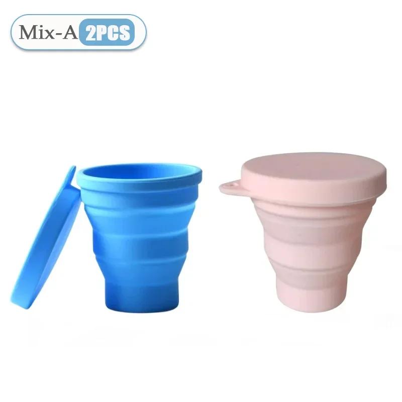 1-10Pcs 180Ml Silicone Collapsible Water Cup Outdoor Camping Travel Portable Foldable Lid Coffee Cup Sports Hiking Accessories