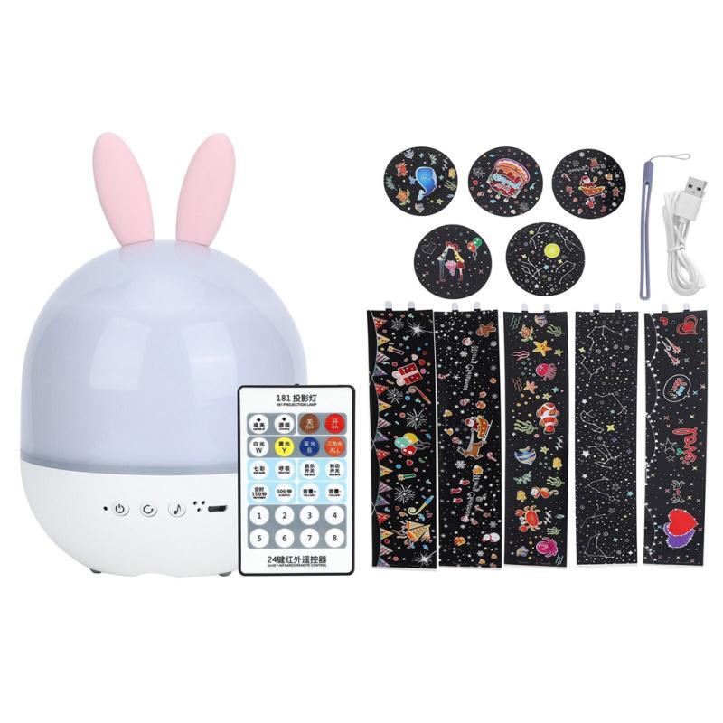 

Светодиодная проекционная лампа с вращающимся кроликом, звездное небо, USB-ночник для спальни, креативный подарок