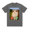 Meowl Is Calling Phone Call Meme Brainrot Funny Cat Owl Tshirt Unisexs Womens Plus Size Casual Short Sleeve Crew Neck Cotton Tee